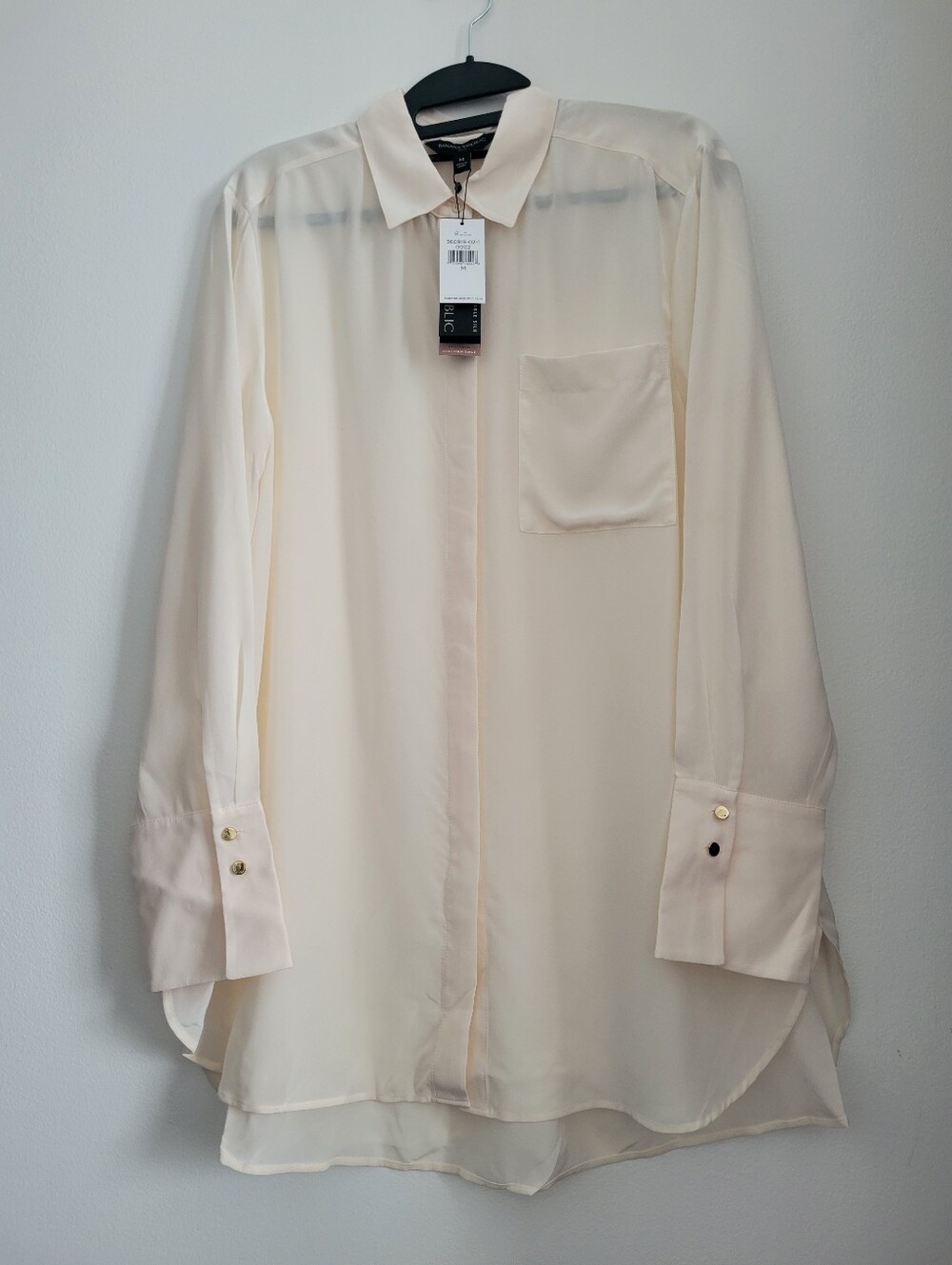 NWT Banana Republic Cream 100% Silk Chiffon Lightweight Blouse - SIZE M